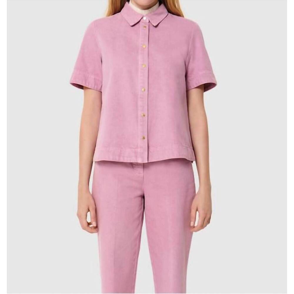 NEW TARA JARMON chemise camila denim shirt in rose